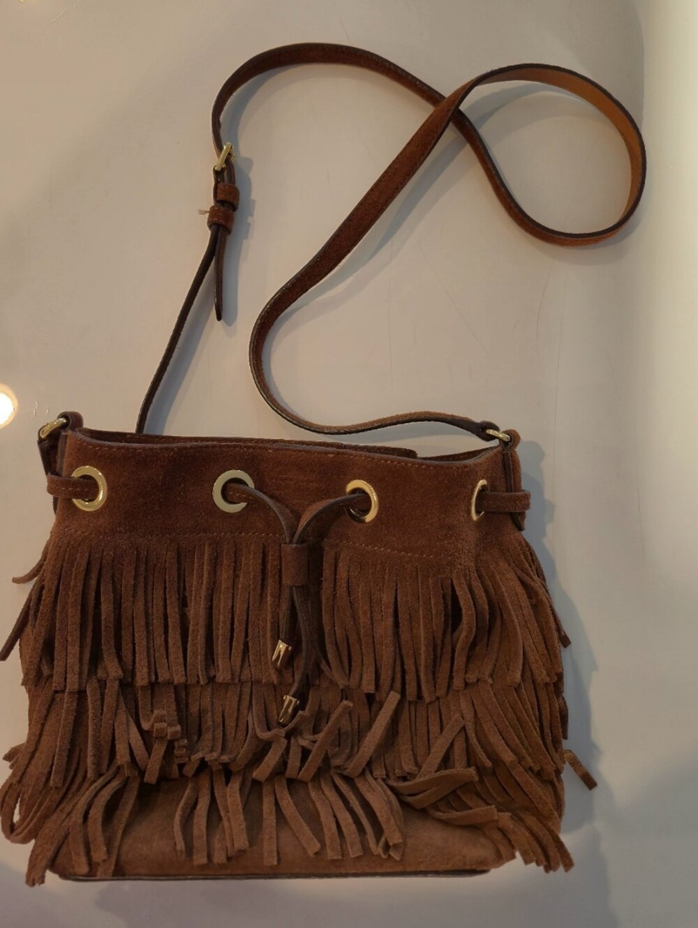 Ralph Lauren Brown Suede Fringe Crossbody Bag - Picture 2 of 6